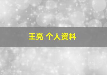 王亮 个人资料